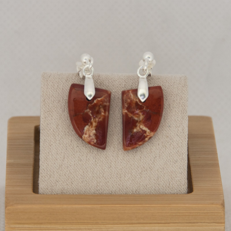 Boucles d'oreilles "les jumelles" jaspe rouge