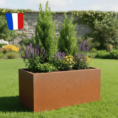 Jardinière en acier corten rectangulaire 120 x 60 x 60 cm
