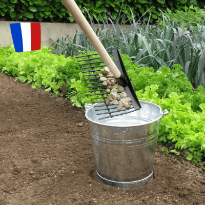 Râteau ramasse cailloux avec ou sans manche en bois